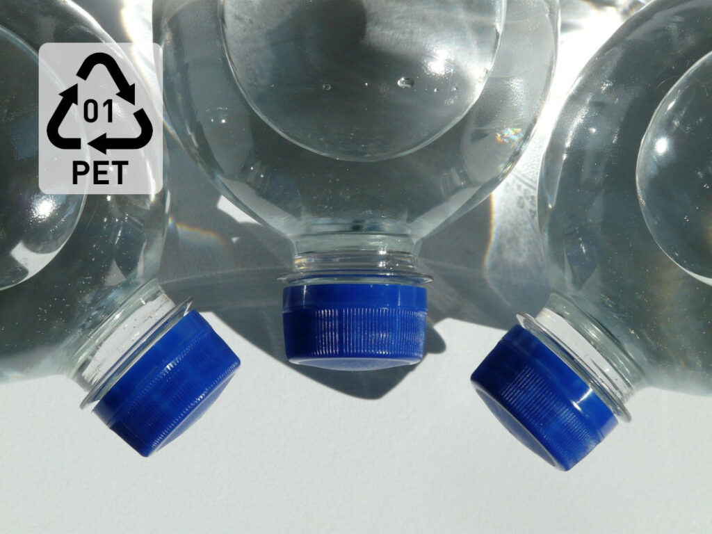 PET bottles with resin code 1